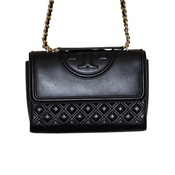 Tory Burch Handbags - Tory Burch Black Leather Fleming Convertible Bag $598